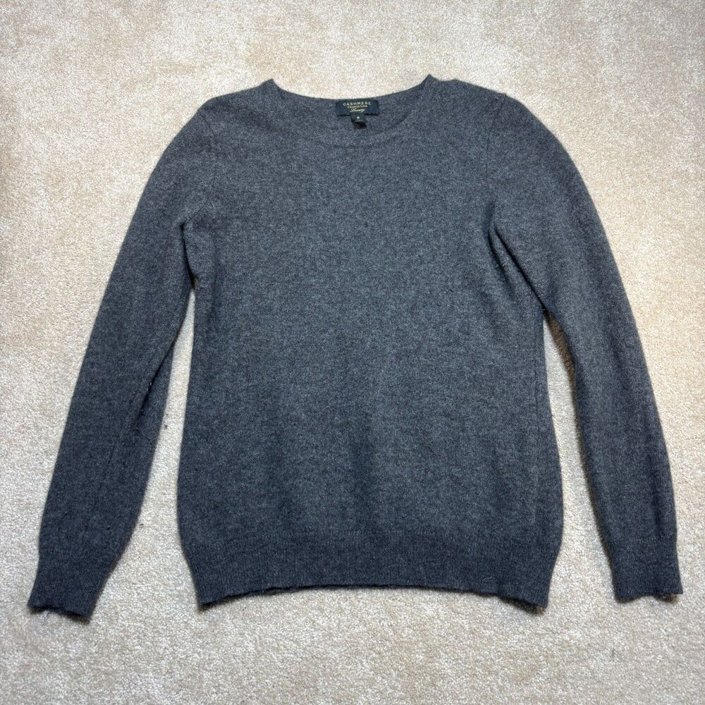 Charter Club 100% Cashmere Lightweight Crewneck Pullover Sweater Dark Grey M